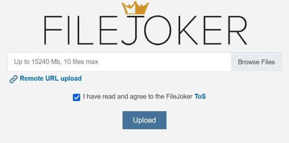 Filejoker file upload interface